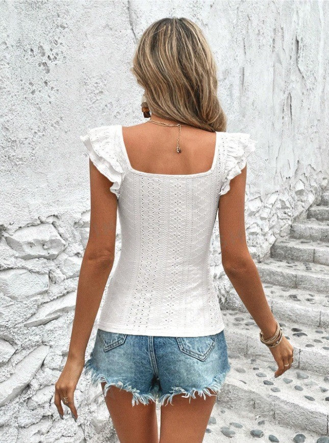 Alira Ruffled Square-Neck Tee