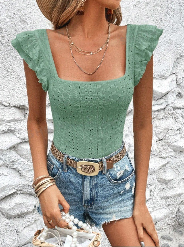 Alira Ruffled Square-Neck Tee