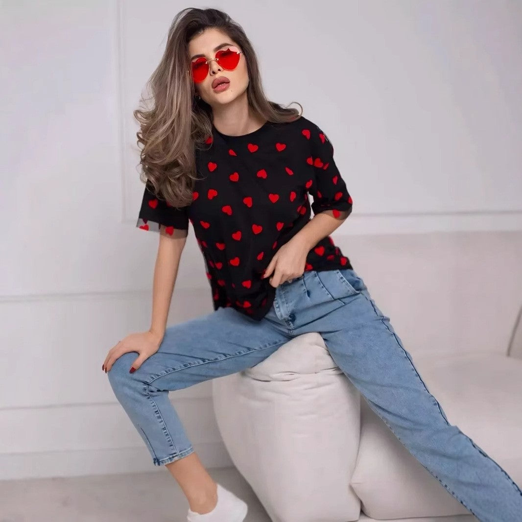 Amoria Heart Mesh Tee