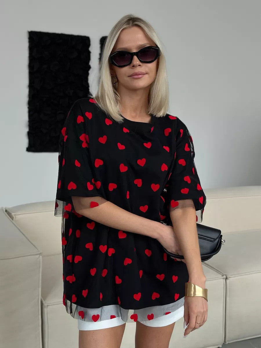 Amoria Heart Mesh Tee