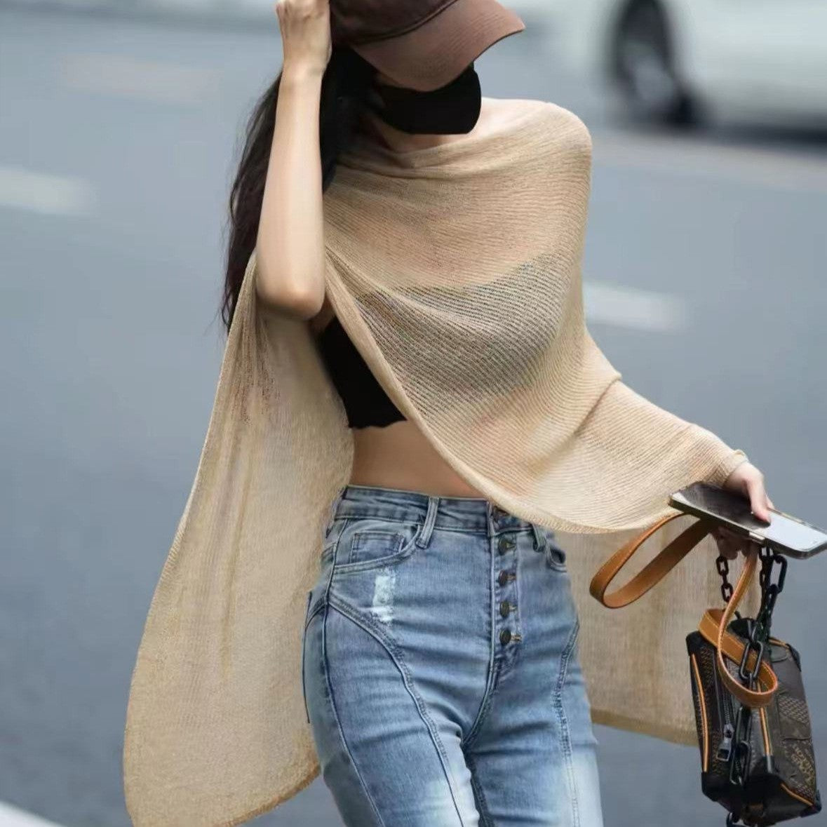 Elenya Draped Knit Shawl Top