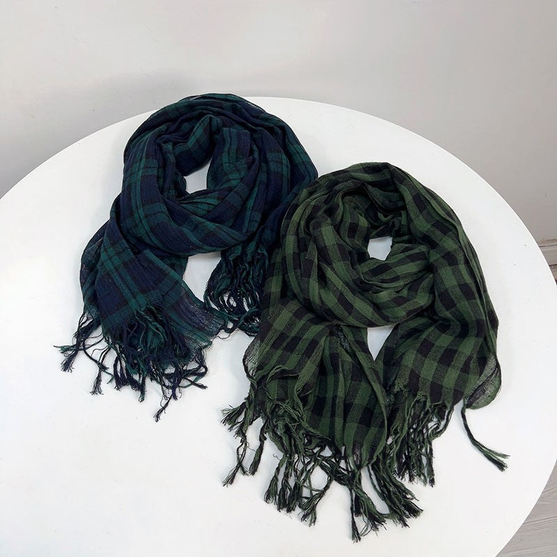 Liora Linen Plaid Scarf