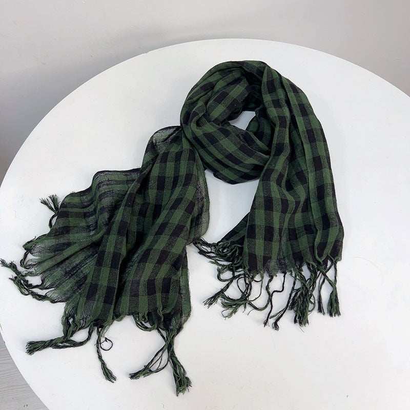 Liora Linen Plaid Scarf