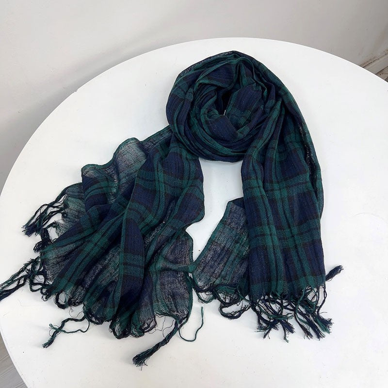 Liora Linen Plaid Scarf