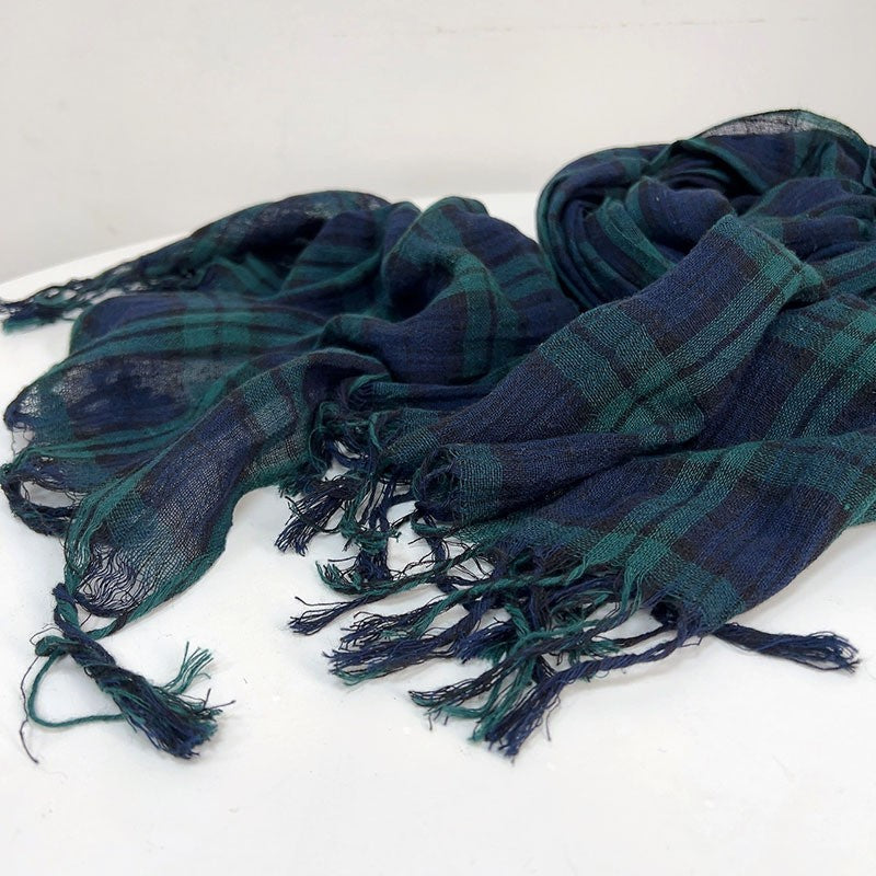 Liora Linen Plaid Scarf