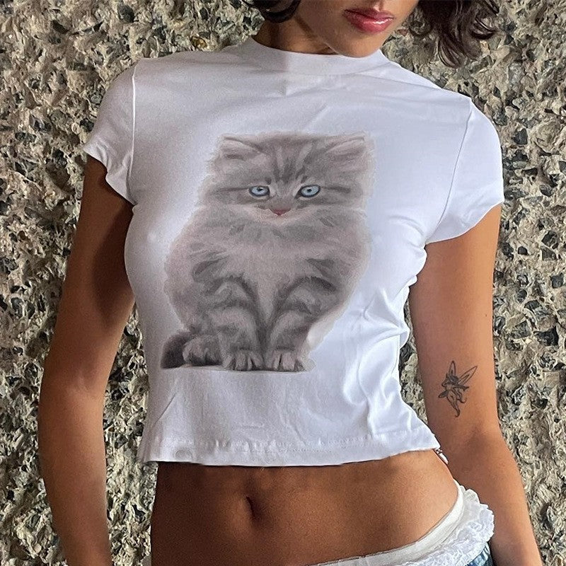 Noelle Cat Letter Print Tee