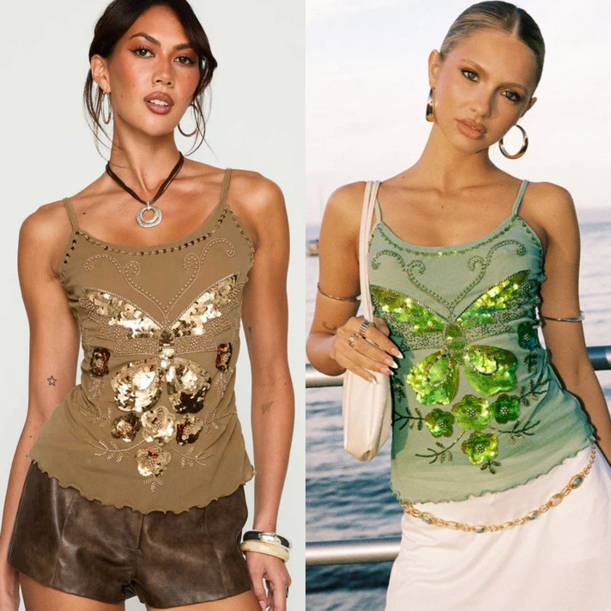 Noelle Sequin Strap Vest