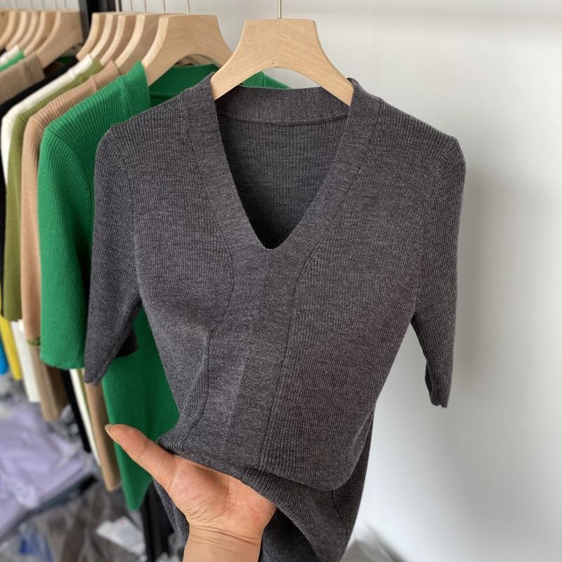 Solenne Ice-Silk Knit Top