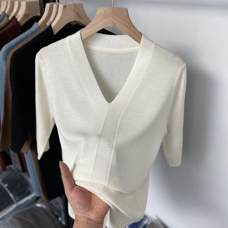 Solenne Ice-Silk Knit Top