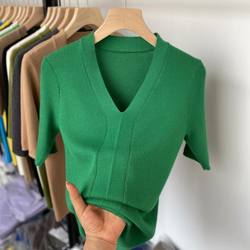 Solenne Ice-Silk Knit Top