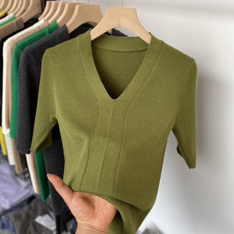 Solenne Ice-Silk Knit Top