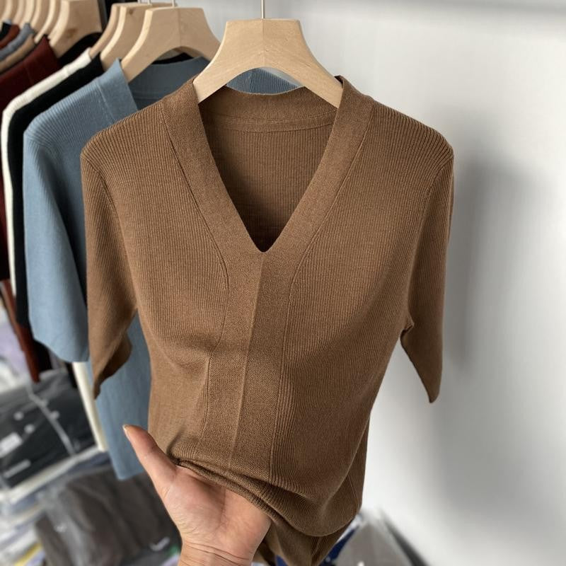 Solenne Ice-Silk Knit Top